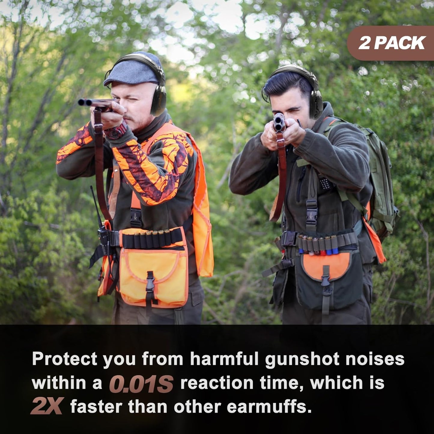PROHEAR Electronic Ear Protection for Shooting with 4X Sound Amplification, Gun Range Hearing Protection Muffs, NRR 23dB Noise Reduction Headphones for Hunting, Green