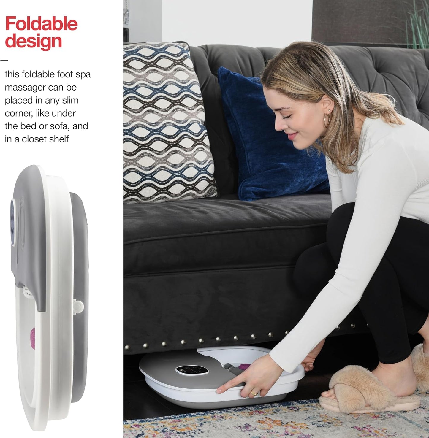Medical king Foot Spa with Heat and Massage and Jets Includes A Remote Control A Pumice Stone Collapsible Massager with Bubbles and Vibration