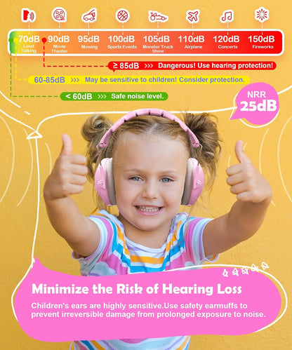 PROHEAR 032 Kids Ear Protection – Ear Muffs for Noise Reduction, 25NRR Noise Cancelling Headphones for Kids,Toddlers, Autism, Sensory Use, Hearing Protection – Orange