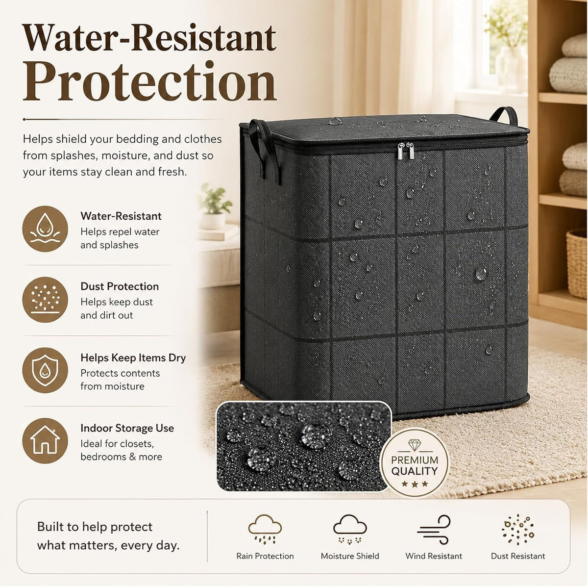 180L Spacious Moving Storage Bin, XXl Foldable Storage Bag with Reinforced Handles, Large Capacity Zippered Fabric Organizer for Bedding, Clothes, Quilts, Comforters & Moving Day
