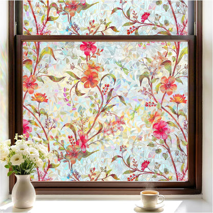 rabbitgoo Rainbow Window Privacy Film, Stained Glass Cling, 17.5" x 78.7"