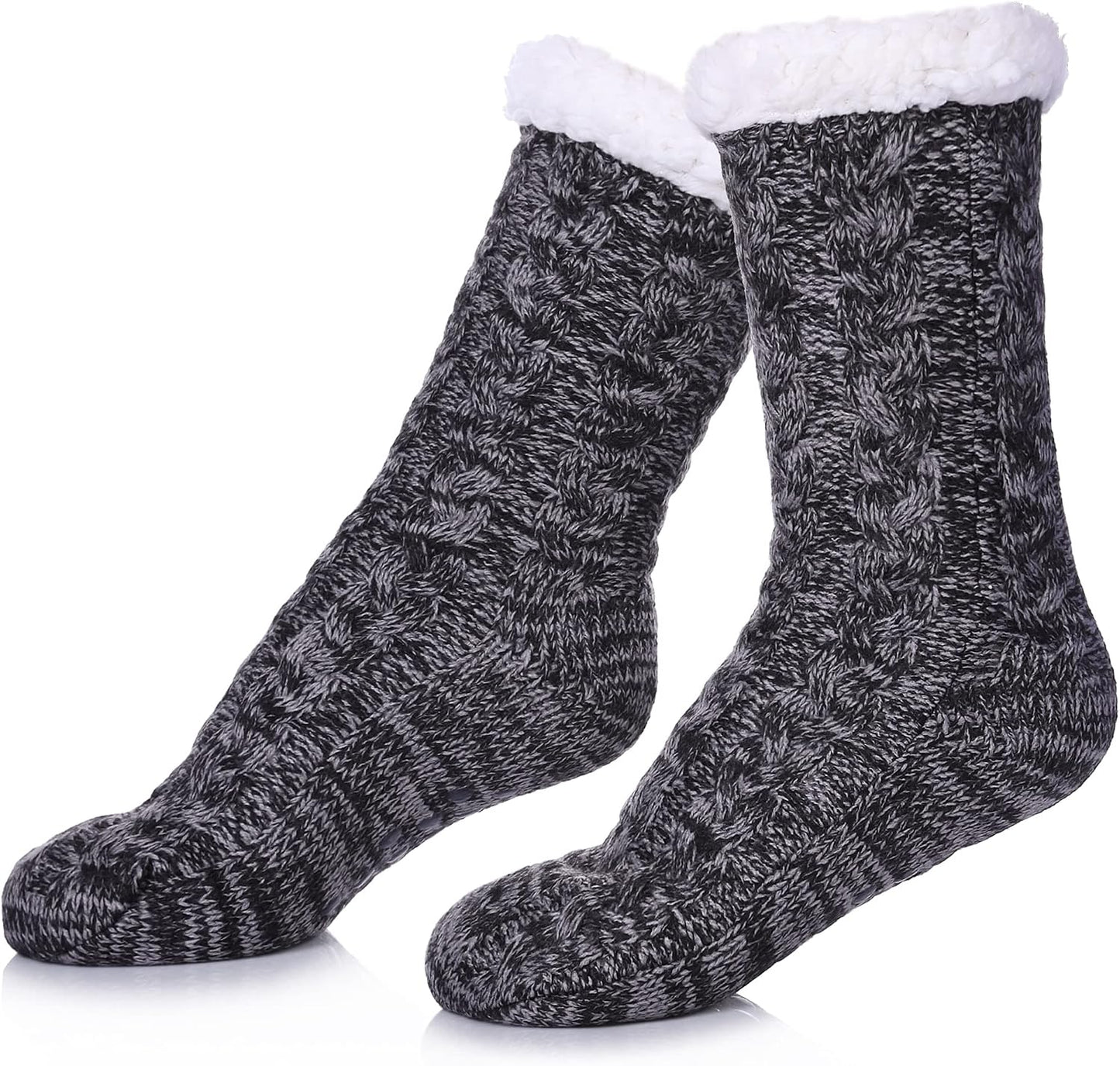 SDBING Women's Winter Super Soft Warm Cozy Fleece Lined Fuzzy Slipper Socks with Grippers
