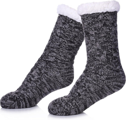 SDBING Women's Winter Super Soft Warm Cozy Fleece Lined Fuzzy Slipper Socks with Grippers