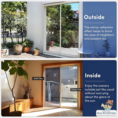 Coavas One Way Privacy Window Film, Heat Control Window Tint for Home, Sun Blocking Reflective Window Film See Out Not in, Anti UV Static Cling for Windows Office Door (Black, 17.5 Inch X 6.5 Feet)