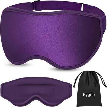 Fygrip 3D Eye Mask Sleep Mask for Men & Women, 100% Pressure-Free & Light Block-Out Eye Mask for Sleep with Easy Adjustable Strap, Night Eye Cover for Travel, Black