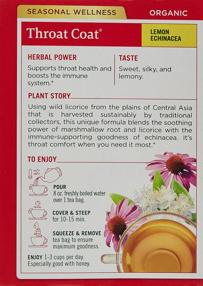 Traditional Medicinals, Organic Lemon Echinacea Throat Coat, 16 ct (Pack of 2)