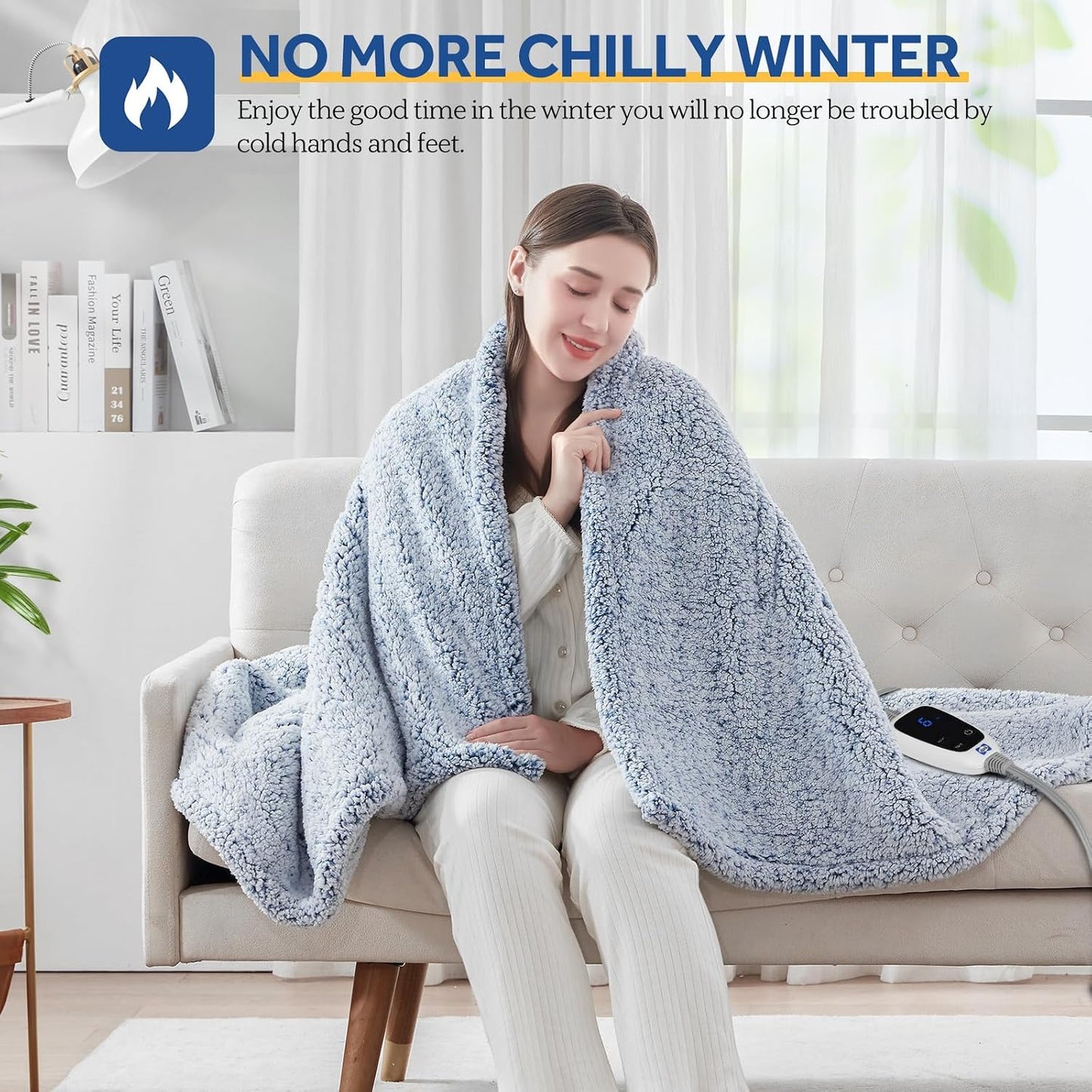 Sealy Electric Blanket Heated Throw 50"x60" Soft Double Sherpa Super Cozy with 6 Fast Heating Levels & 2-10 Hours Auto-Off, Over-Heat Protection, Machine Washable, Charcoal