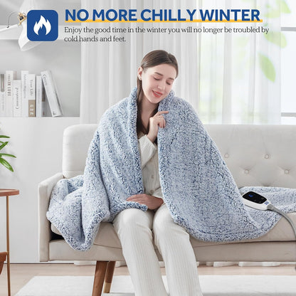 Sealy Electric Blanket Heated Throw 50"x60" Soft Double Sherpa Super Cozy with 6 Fast Heating Levels & 2-10 Hours Auto-Off, Over-Heat Protection, Machine Washable, Charcoal