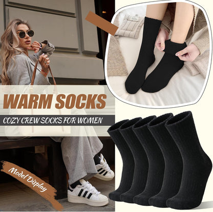 EBMORE 5 Pairs Women Merino Wool Boot Socks Warm Thermal Winter Thick Hiking Cozy Cabin Crew Comfy Socks for Ladies