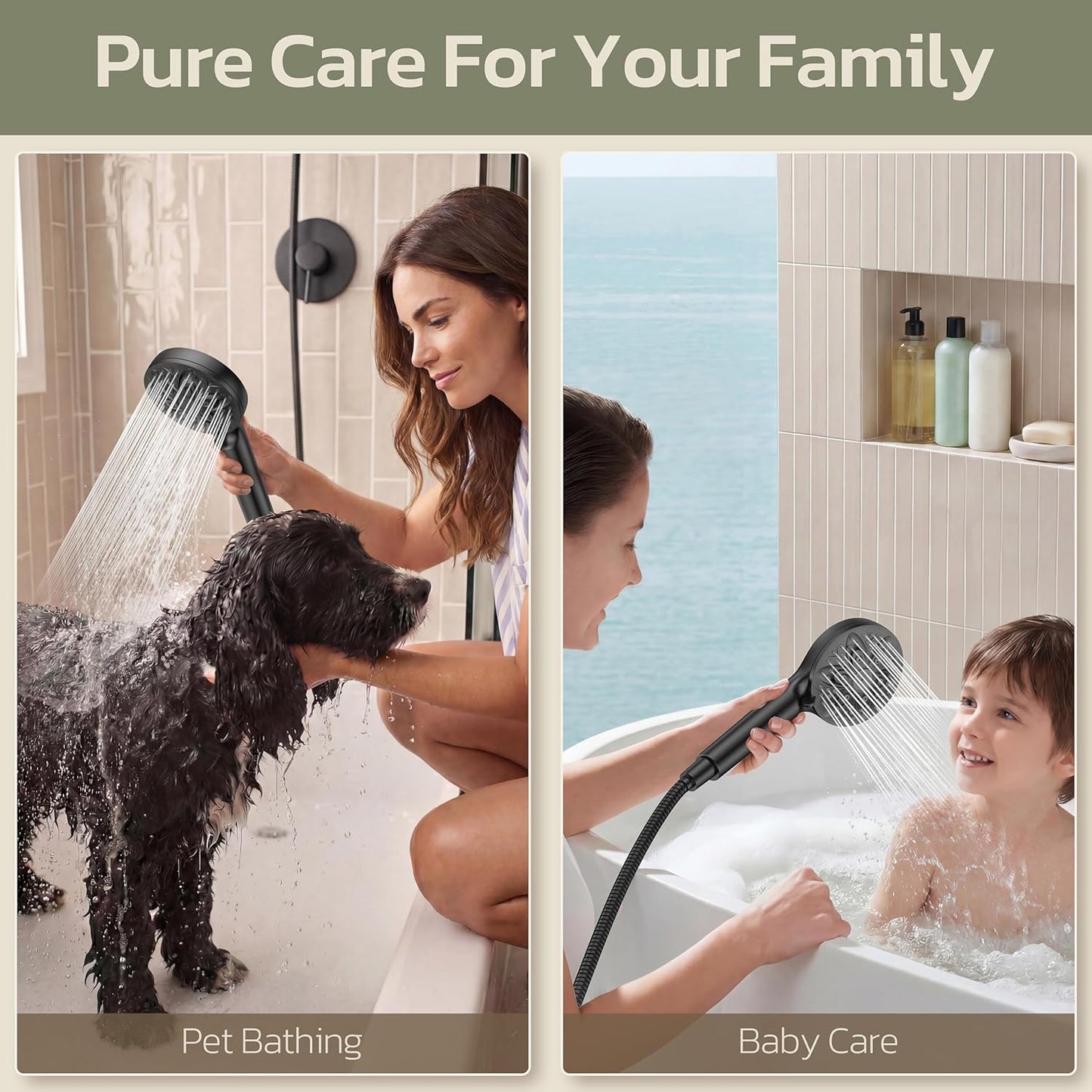 6-Setting Shower Head with Handheld, JDO High Pressure Hand held Shower Head, 4.7 Inch Chrome Detachable Showerhead Set with 59 Inch Stainless Steel Hose and Adjustable Showerhead Holder