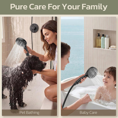 6-Setting Shower Head with Handheld, JDO High Pressure Hand held Shower Head, 4.7 Inch Chrome Detachable Showerhead Set with 59 Inch Stainless Steel Hose and Adjustable Showerhead Holder