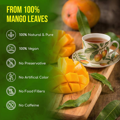 FreshDrinkUS, Premium 40 Mango Leaf Tea Bags, 100% Natural& Pure from Mango Leaves. Herbal Tea. No Sugar, No Caffeine, No Gluten, Vegan.