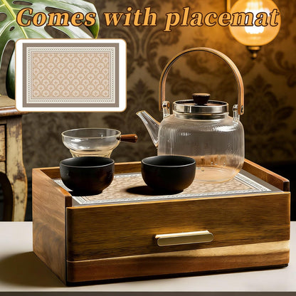 Acacia Wood Tea Bag Organizer with Compartments, Tea packet Storage Boxes & Display Caddy, Multi-Slot Teabag Holder Container Chest for Countertop, Organizador de Té