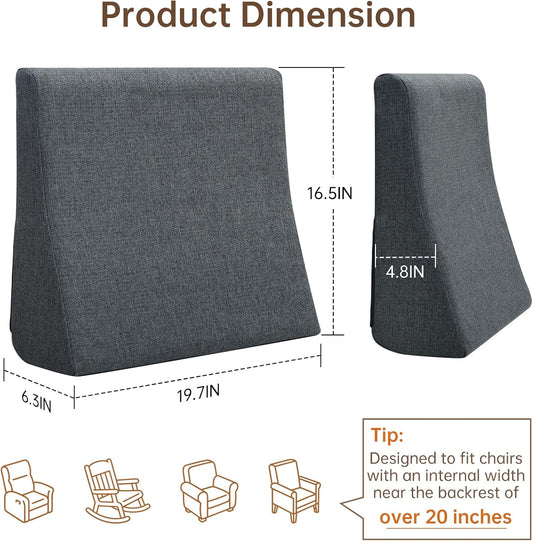 Vekkia Lumbar Support Pillow for Recliner - Couch Back Support Pillow for Lower Back Pain Relief, Lumbar Cushion for Sofa, Accent Chair & Armchair, Recliner Cushions for Elderly, Washable Cover (Gray)