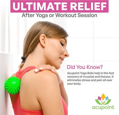 Acupoint Massage Therapy Ball Set of 2 - Myofascial Release, Trigger Point & Deep Tissue - Lacrosse Ball for Back, Neck, Foot and Plantar Fasciitis Relief