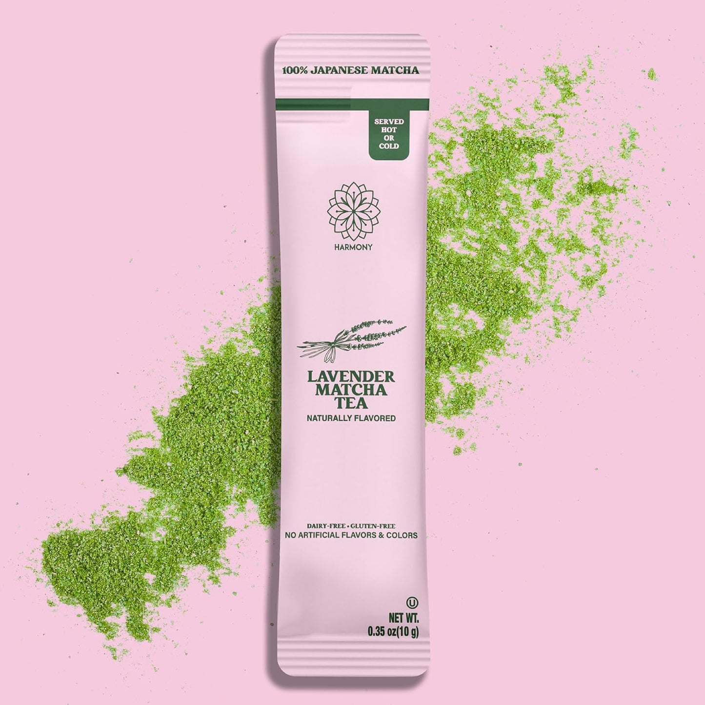 The Harmony Matcha Vanilla (10 Sticks) Premium Sweetened Japanese Matcha Powder, Rich in Antioxidants & L-Theanine, Dairy, Gluten, & Preservative Free, Serve Hot or Iced