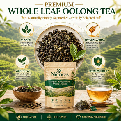 Nutricas Oolong Tea, Organic Oolong Tea Bags – 20 Bags (5g Each) – Cortisol & Calming Tea for Anxiety, Stress, Rich in Antioxidants (1pc)
