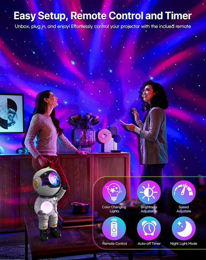 Rossetta Astronaut Galaxy Star Projector Night Light Projector for Kids | 29 Lighting Effects, Night Light Mode, Magnetic Head, Remote Control, Auto-Off Timer, Gifts for Kids, Adults, Party, Birthday