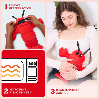 Menstruation Crustacean Lobster by Relatable, Microwavable Heating Pad for Period Cramps, Cuddly Plushies, Great Gift Ideas for Loved Ones of All Ages, Includes 1 Lavender Scented Heating Pad Plushy
