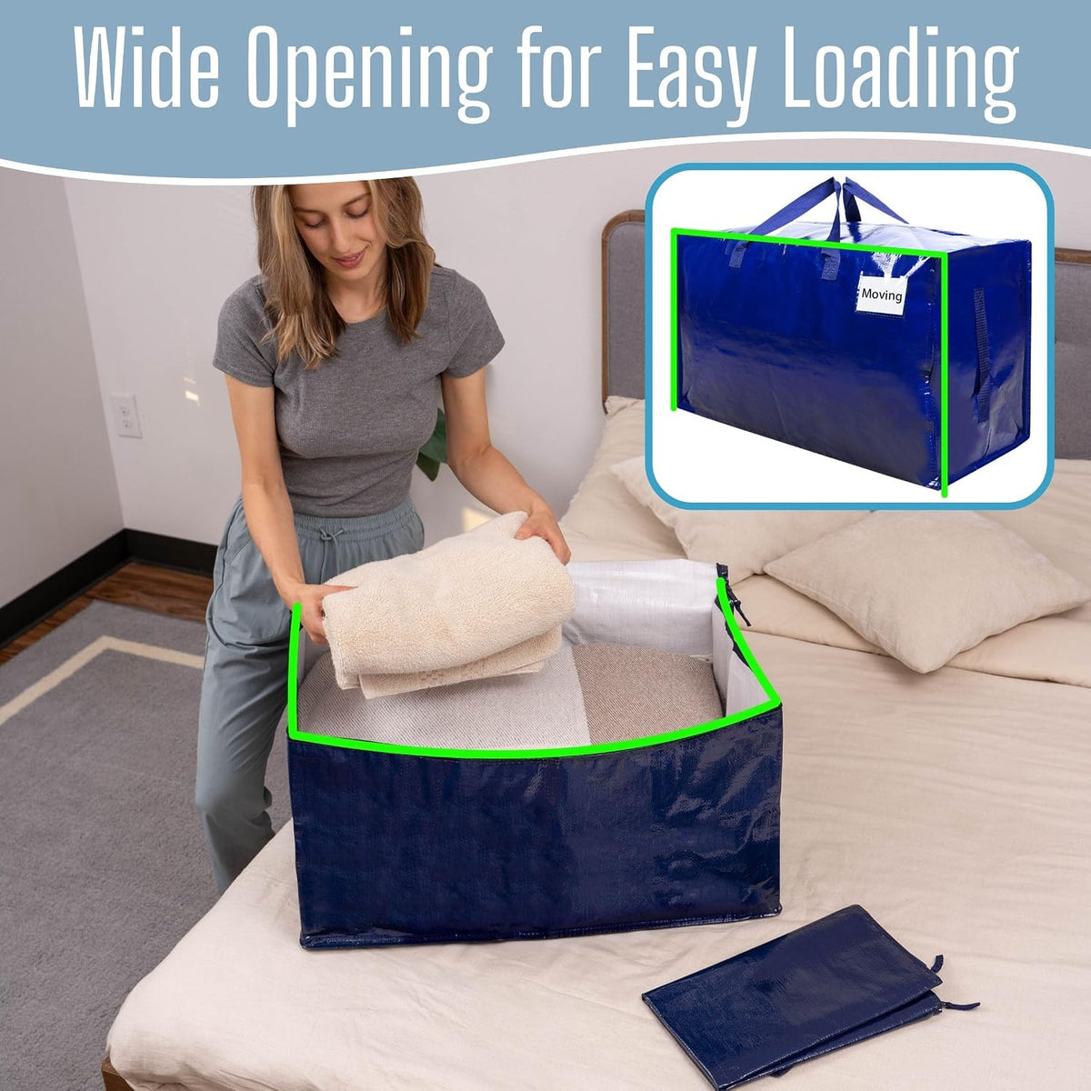 VENO Clear Extra Large Moving Bags & Storage Totes, Heavy Duty Organizer with Reinforced Handles & Strong Zippers for Clothes, College Dorm Essentials, Moving Supplies