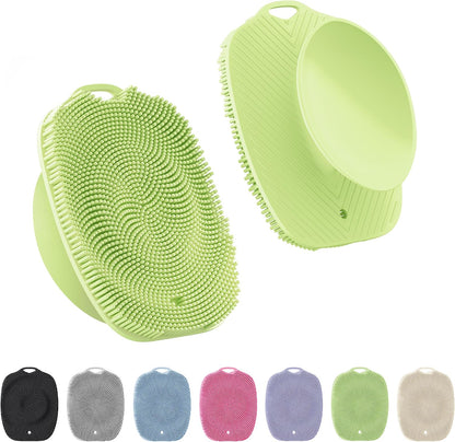 Soft Silicone Body Scrubber, Gentle Like a Hand Exfoliating Your Skin and Build Up Lather Easily, Back Large Suction Cup Easy to Store, Long-Lasting & Deep Clean (Pink)