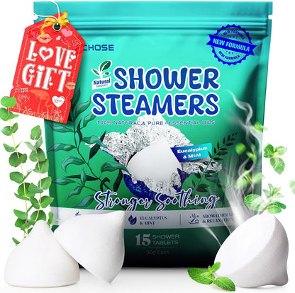 POPCHOSE Shower Steamers Aromatherapy 16 Pack, Valentines Day Gifts for Women & Men, Eucalyptus for Shower with Natural Essential Oils- Quick Relief Nasal Congestion, Home SPA & Self Care Relaxation