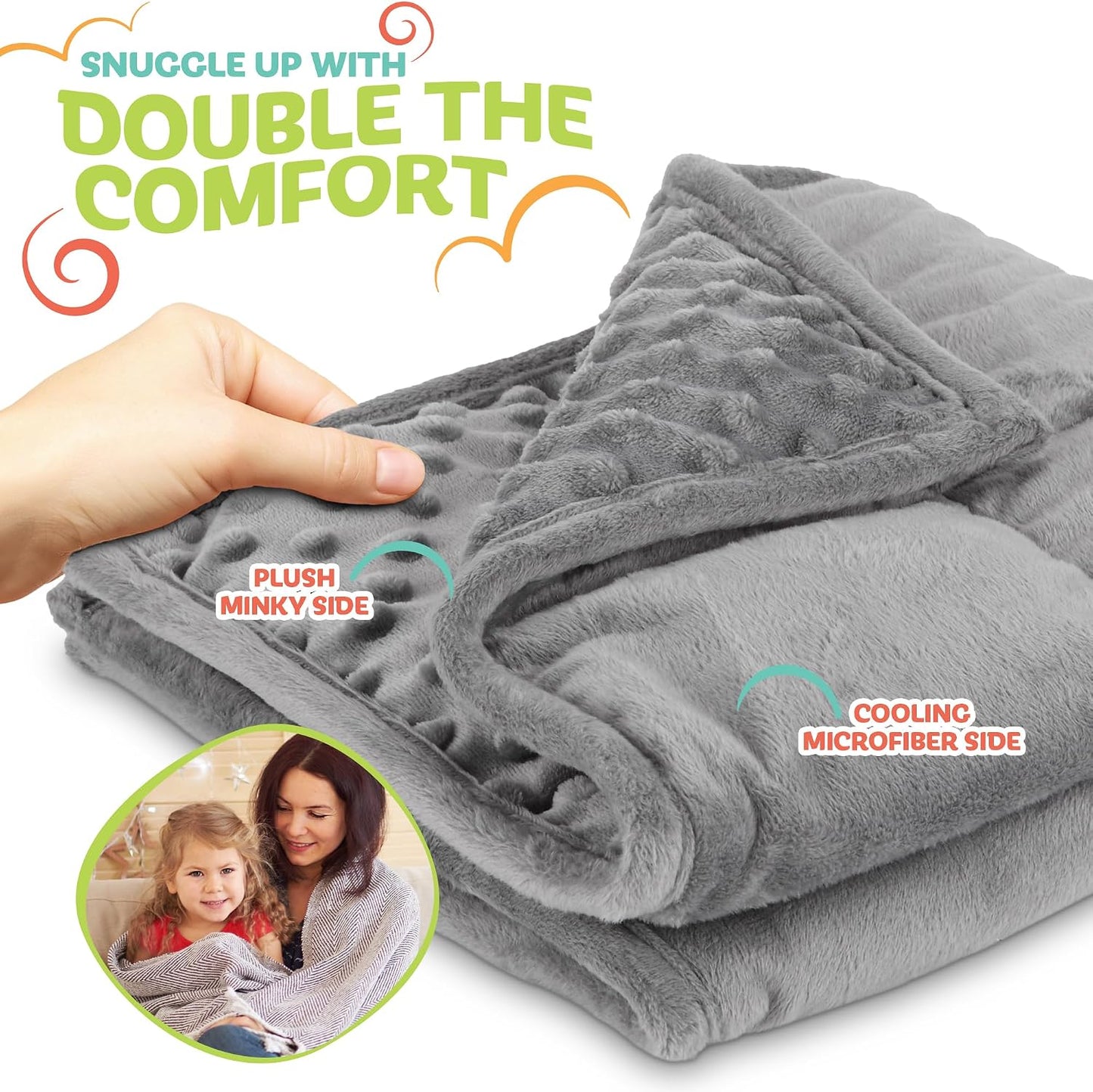 Modern Innovations 7 Pack Kidaddle 5lb Weighted Blanket Blue Plush Minky Lap Pad with Sensory Support for Autism or ADHD Giftable Blanket with Travel Bag