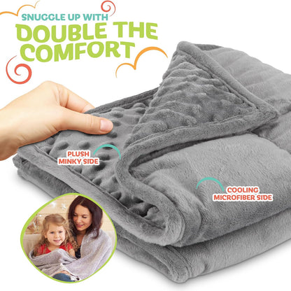 Modern Innovations 7 Pack Kidaddle 5lb Weighted Blanket Blue Plush Minky Lap Pad with Sensory Support for Autism or ADHD Giftable Blanket with Travel Bag