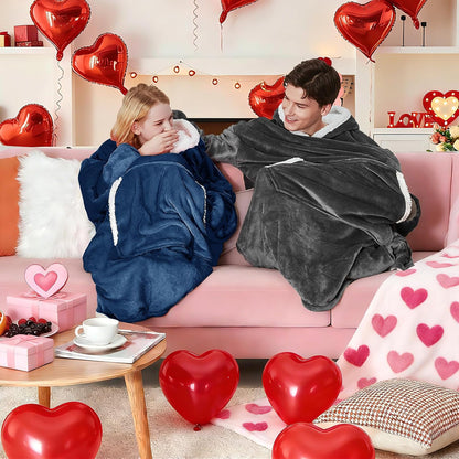 yescool Wearable Blanket Hoodie, Flannel Sherpa Fleece Blanket Sweatshirt for Adults Women Men,One Size Fits All - Colors B