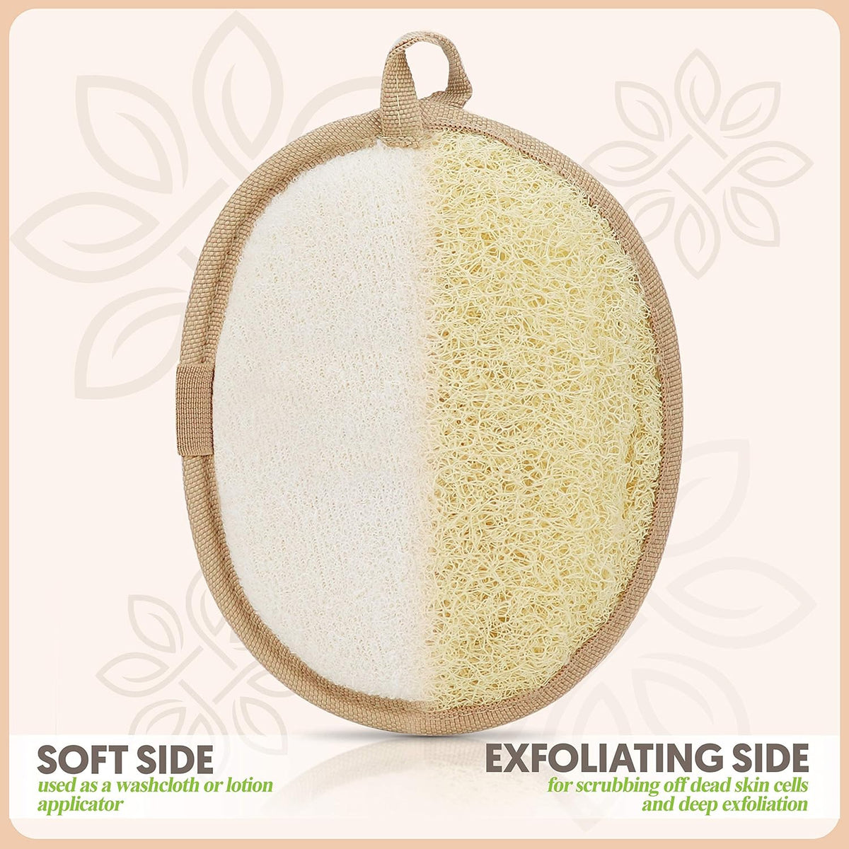 Almooni Natural Loofah Exfoliating Body Scrubber, Shower Sponge 2 Count