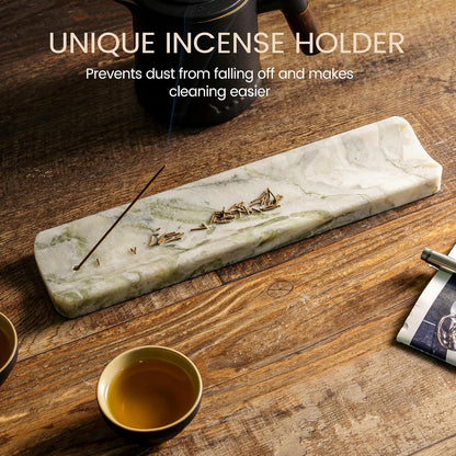 Koville Marble Incense Holder, Incense Holder for Sticks, Incense Sticks Holder Ash Catcher for Meditation Yoga SPA, Natural Stone Incense Burner, Home Table Decor (Grey)