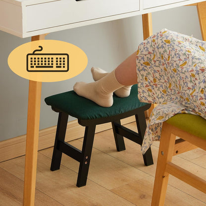 Foot Stool Ottoman Foot Rest Under Desk,Small Stool for Living Room, Bedroom and Kitchen (Brown Legs - Beige Stool Surface)