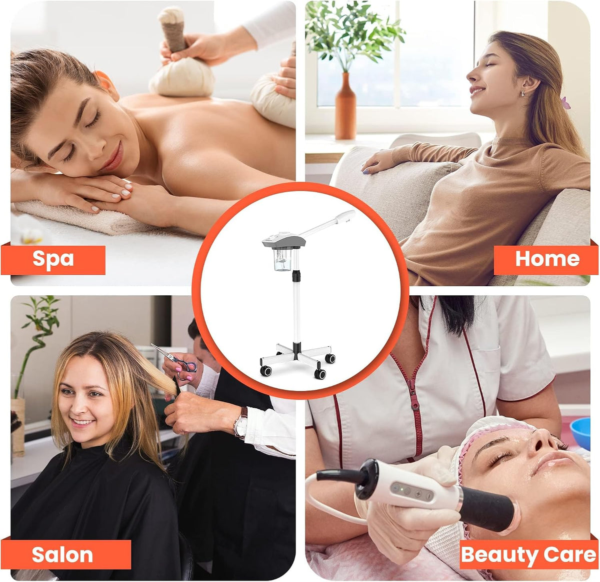 TASALON Professional Facial Steamer Machine on Wheels, Standing Esthetician Steamer with Hot Ozone Mist, Facial Be Used for Skin Rejuvenation, Steamer for Facial Used for Spa or Personal Care, White