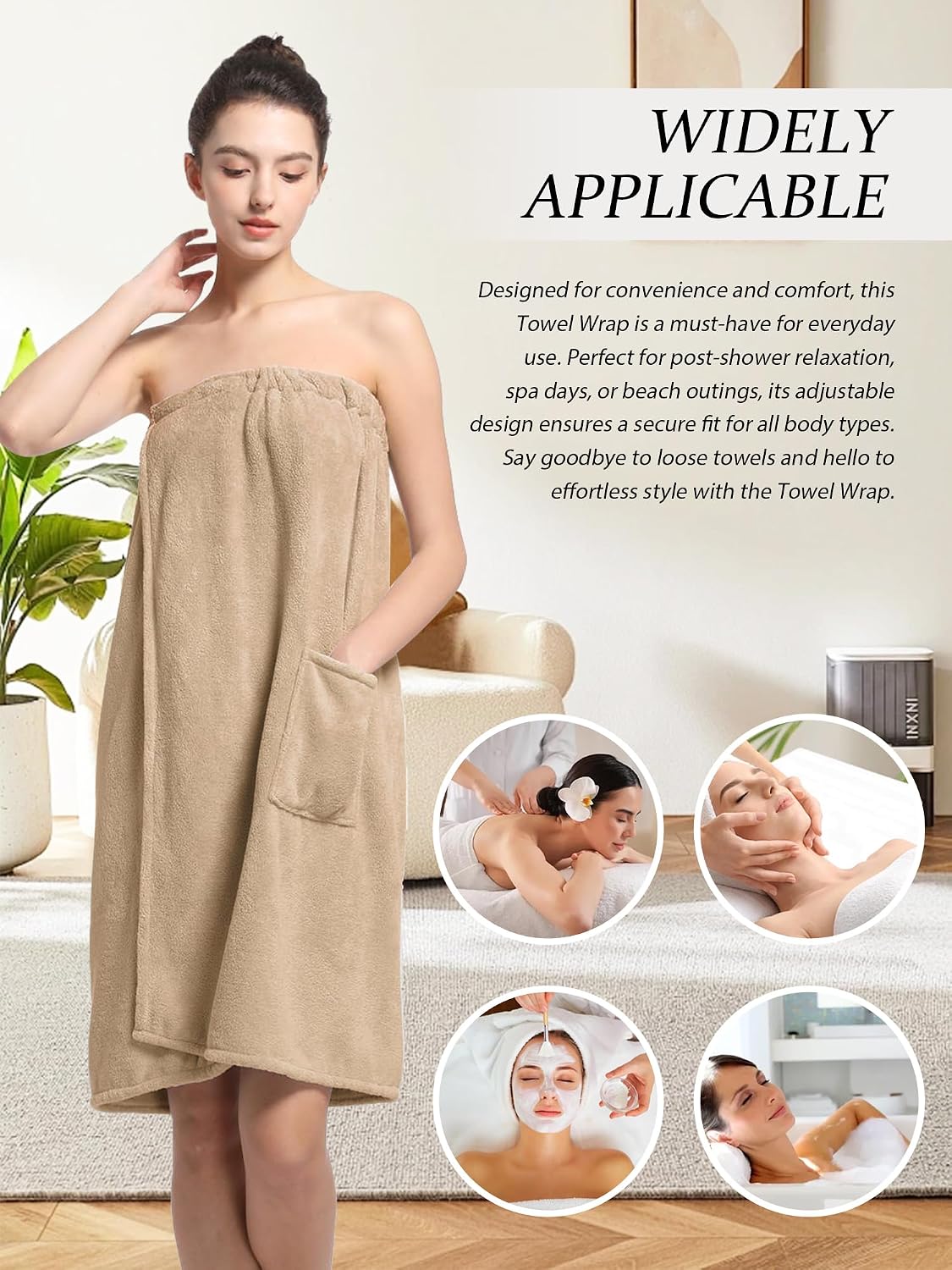 Women'S Soft Wrap Towel Full Length，Bath Robe After Shower Female Plush Long，Spa Bathrobes Lightweight With Pockets