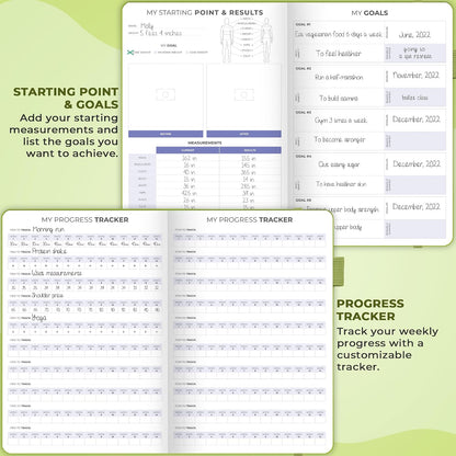 Clever Fox Fitness & Food Journal – Nutrition & Workout Planner for Women & Men – Diet & Gym Exercise Log Book with Calendars, Diet & Training Trackers - Undated, A5 Size, Hardcover (Forest Green)