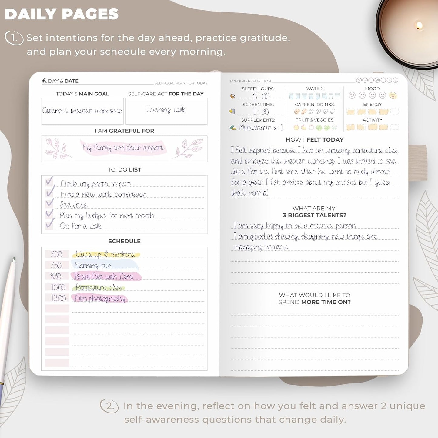 Clever Fox Self-Care Journal – Daily Reflection Notebook – Mental Health & Personal Development Planner, Meditation & Mood Log, A5 (Aquamarine)