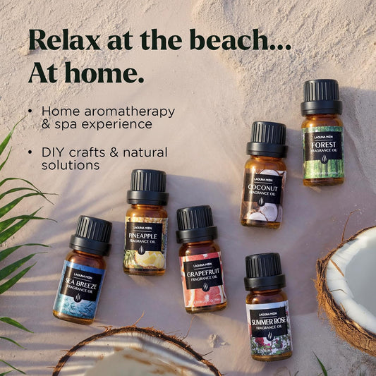 Lagunamoon Essential Oils Set, Top 20 Gift Set Oils for Diffusers, Humidifiers, Aromatherapy, Candle Making Scents, Cars & Home Products, Peppermint, Tea Tree, Lavender, Eucalyptus, Lemongrass (10mL)