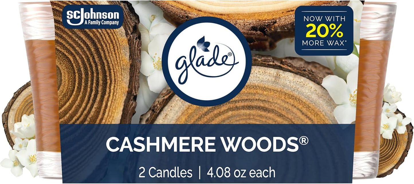 Glade 1-Wick Scented Candle Jar, Clean Linen, Air Freshener Infused with Essential Oils, 4.08 Oz, 2 Count