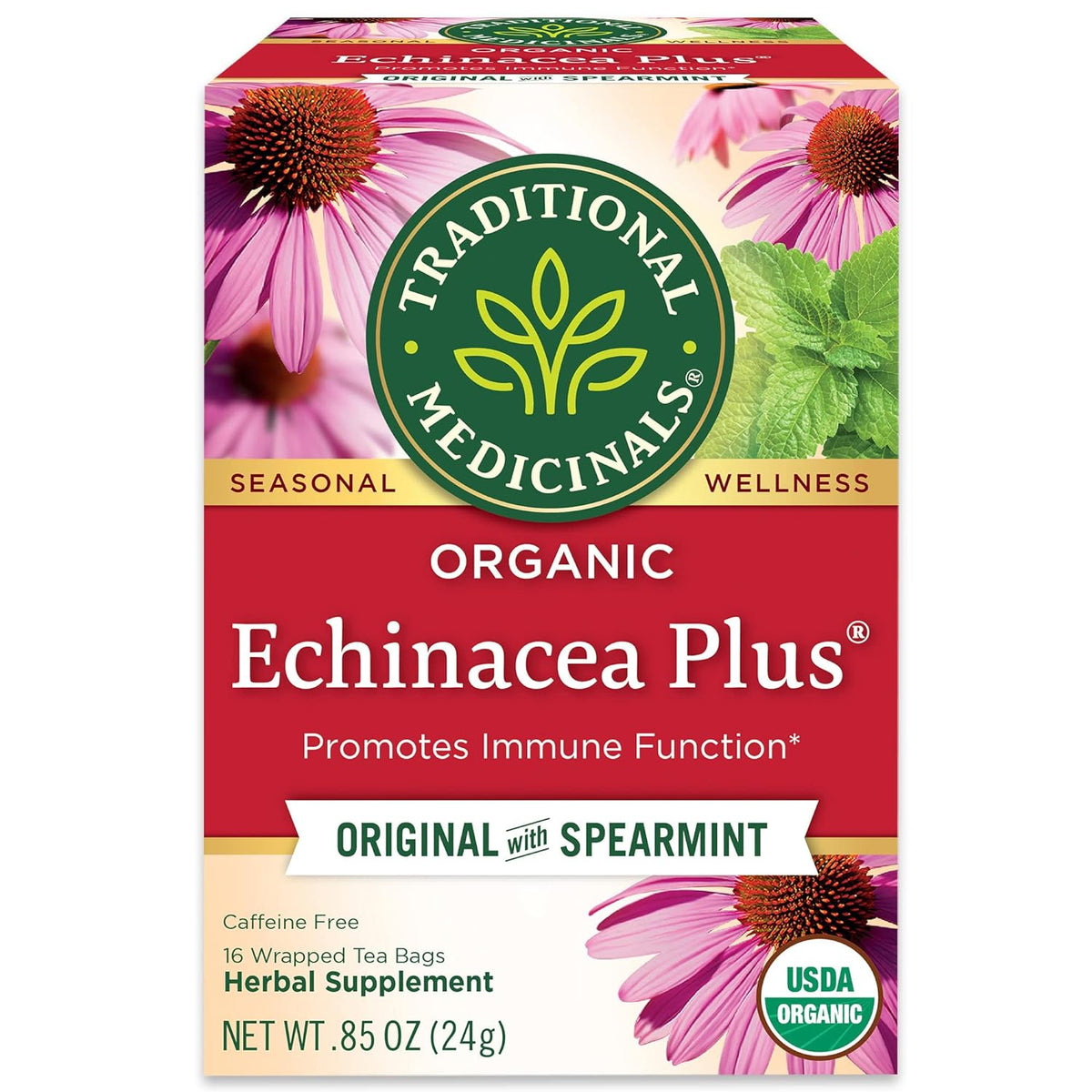 TRADITIONAL MEDICINALS Echinacea Plus Tea,16 Count (Pack of 2)