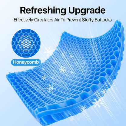 OMCOZY Gel Seat Cushion, Cooling Cushion (Super Large & Thick), Breathable Honeycomb Design Absorbs Pressure Points Seat Cushion, Gel Cushion for Office Chair, Home Car seat Cushion for Wheelchair