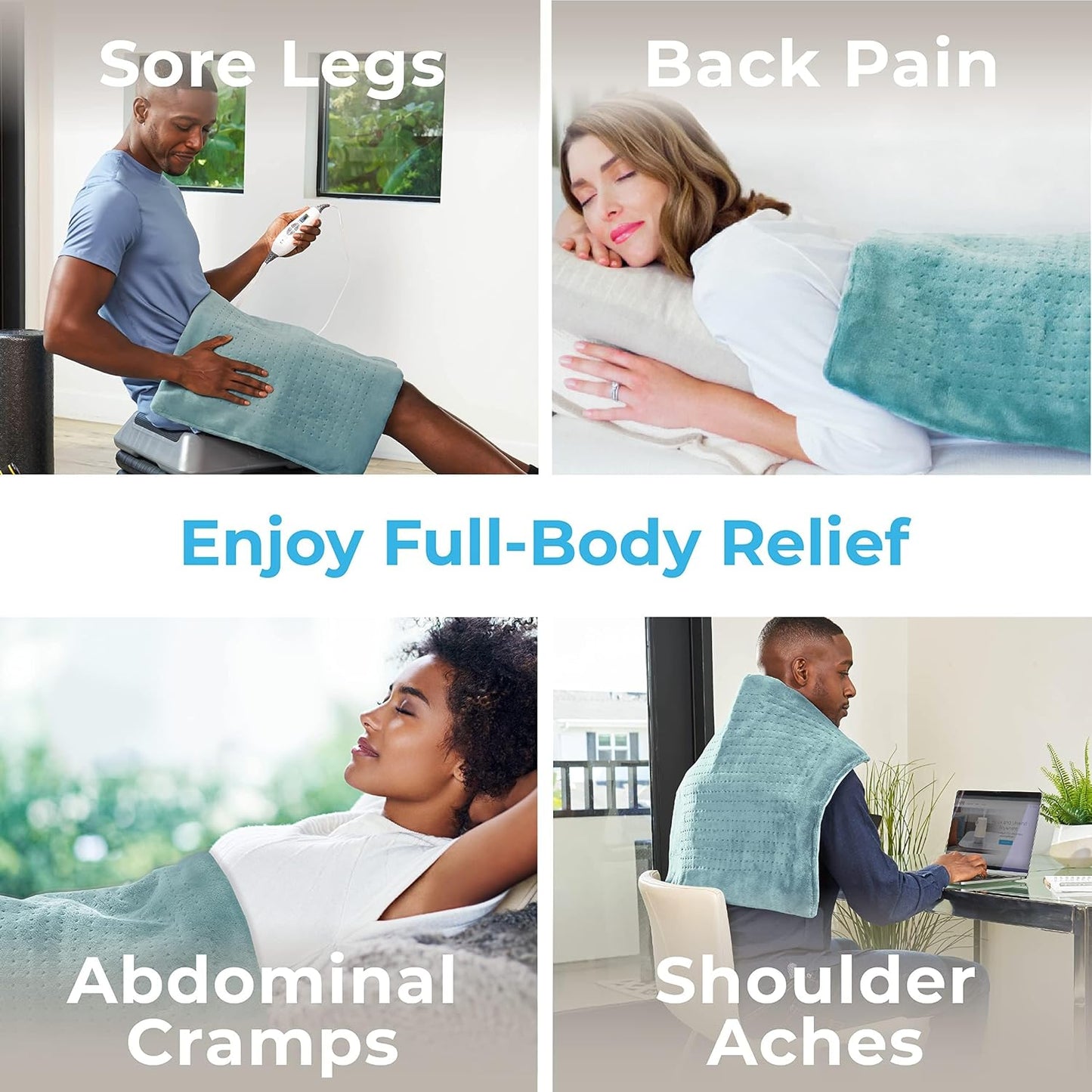 Pure Enrichment PureRelief Ultra-Wide Microplush Heating Pad - 20” x 24” XXL Size & 6 Heat Settings for Temporary Neck, Shoulder & Back Pain Relief - Moist Heat Option & Machine Washable (Gray)