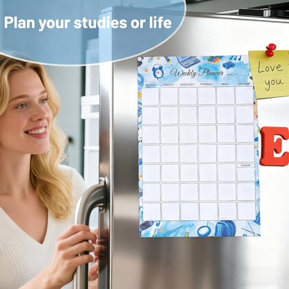 Weekly Planner Notepad Tear Off Set of 2 Weekly Calendar Pad 52 Undated To Do List Notepad Sheets Desk Planner Planning Pads Productivity Tracker for Work Goals Notes Schedule Ideas, Floral Blue