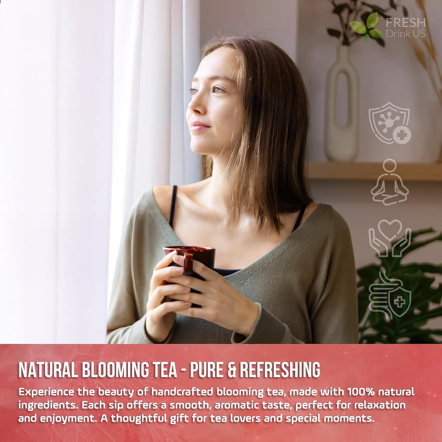 FreshDrinkUS, Premium 60 Chamomile Lavender Tea Bags, Calming Herbal Blend Strong Support for Relaxation & Better Sleep | Naturally Caffeine-Free Bedtime Tea with Soothing Floral Aroma, 100% Natural, Hand-made No Sugar/ Caffeine/ Gluten, Vegan - Colors C