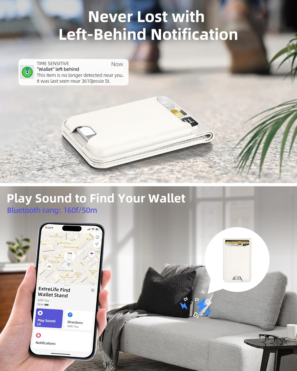 ExtreLife for Magsafe Wallet, Works with Apple Find My, 6 Cards Holder