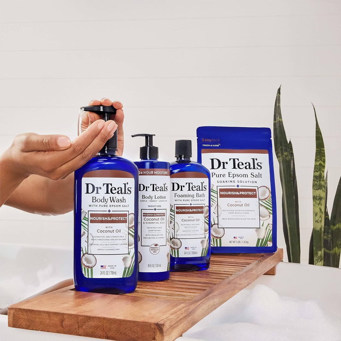 Dr Teal's Epsom Salt Magnesium Soak, Nourish & Protect with Coconut Oil, 3 lbs