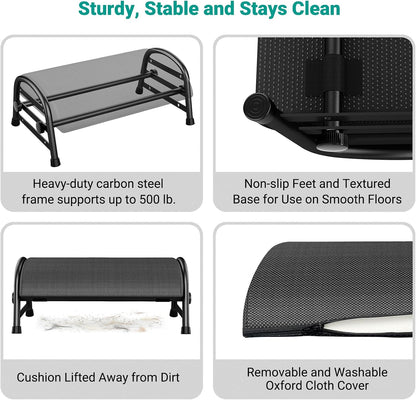 YEASHEIN Adjustable Foot Rest for Under Desk at Work, Ergonomic Under Desk Footrest with 6 Positions, Foot Stools for Under Office Desk Chair, Leg Rest for Home, Car, Computer, Gaming Accessories