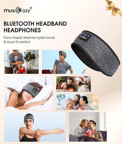 MUSICOZY Sleep Headphones Bluetooth 5.4 Headband, Wireless Earphones Music Sleep Earbuds Sleeping Eye Mask with HD Stereo Speakers for Workout Running Travel Yoga, Ideal Gifts for Men Women Mom Dad