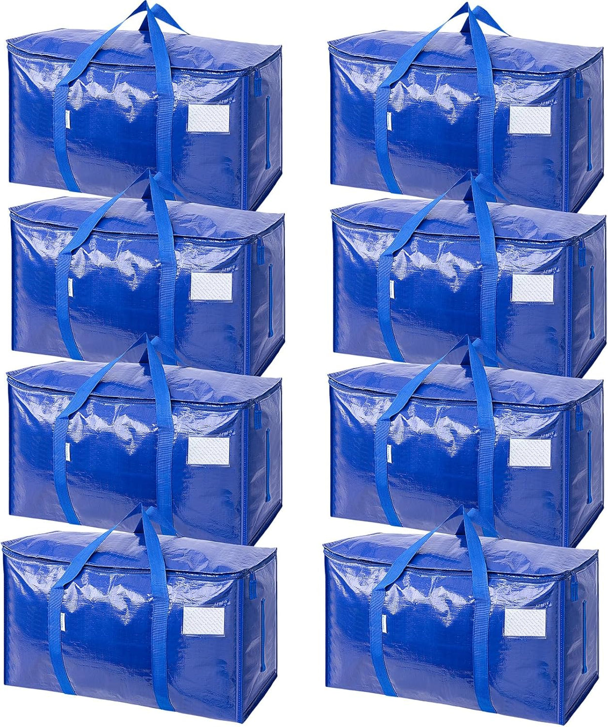 TICONN Extra Large Moving Bags Heavy Duty with Zippers & Carrying Handles, Durable Storage Bags Moving Boxes for Closet Organizers and Storage (Blue)