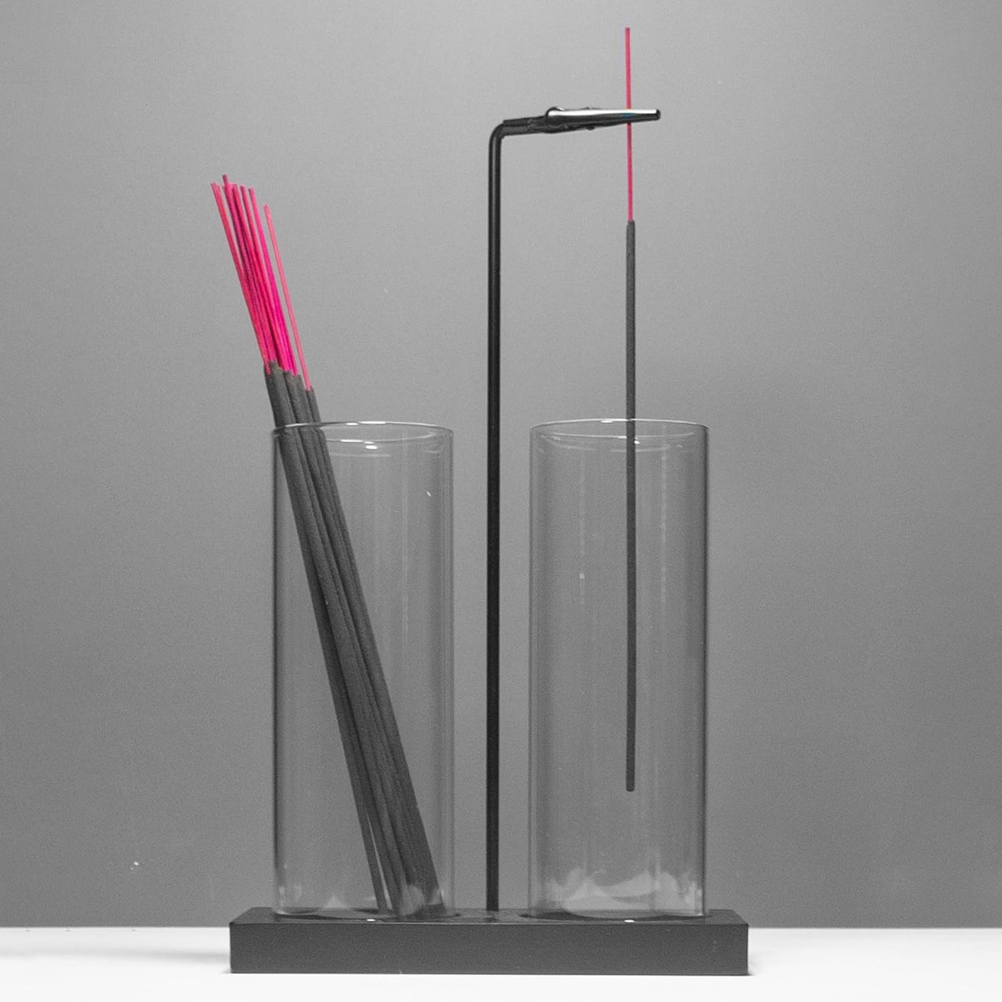 2 in 1 Incense Burner Holder for Sticks,Glass Incense Holder with Storage,Upside Down Incense Holder for Sticks with Glass Ash Catcher for Meditation Yoga Spa Room Home Decor[Full Black]