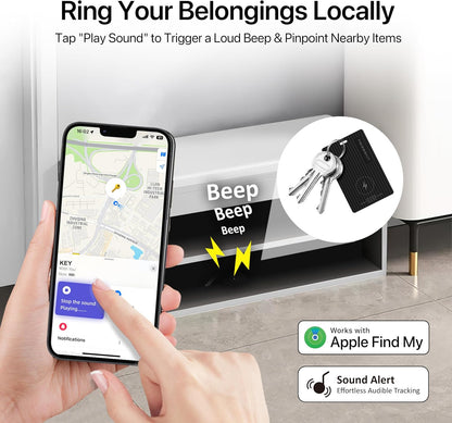 Air Tag Wallet Tracker Card, Rechargeable with Wireless Charging, Works with Apple Find My (iOS Only), Apple MFi Certified, IP67 Waterproof Item Finder for Wallet, Passport & Luggage